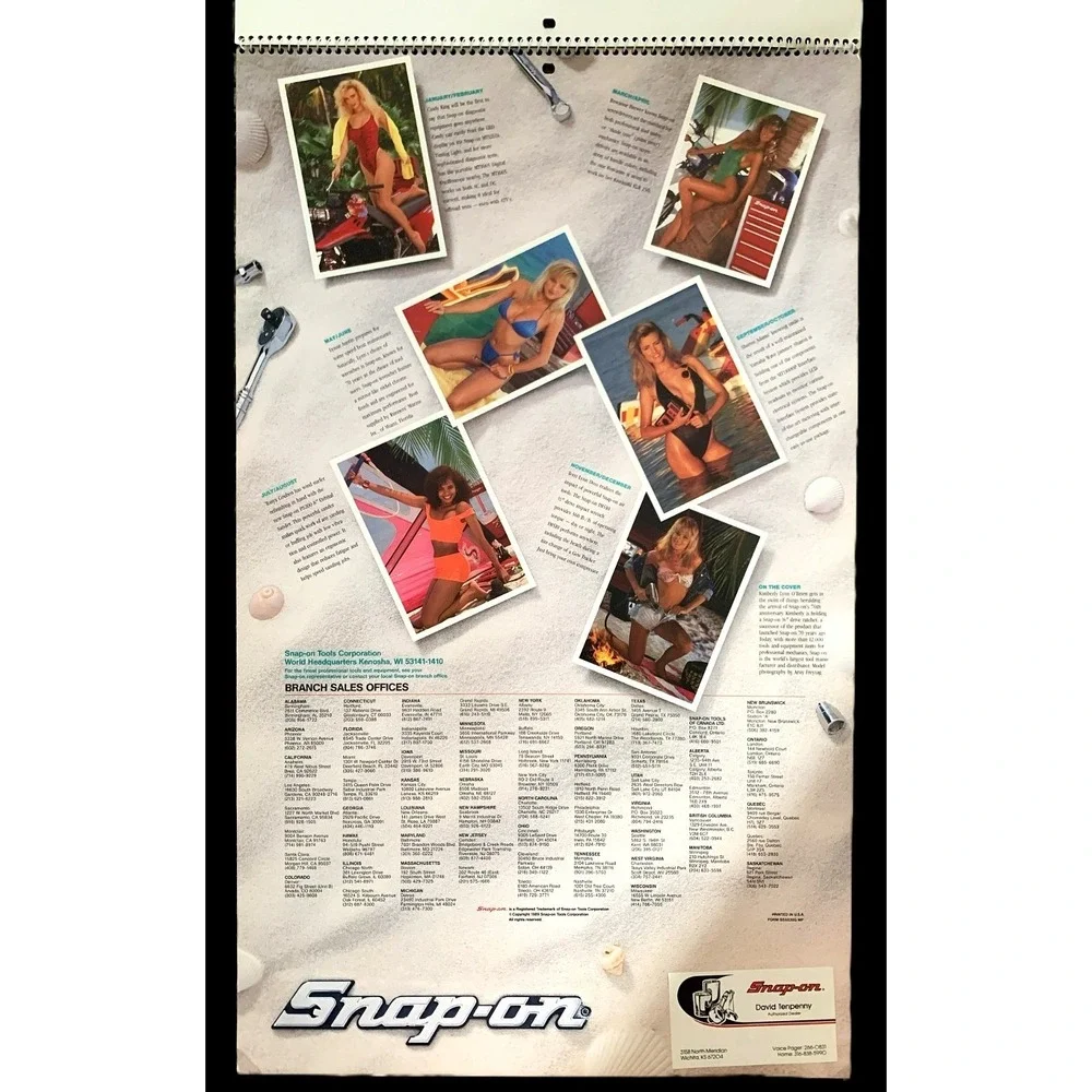 7 Snap-On Tools Collection Calendars 1988-90-92-96-97, 2001-02 Wheels & Girls VG